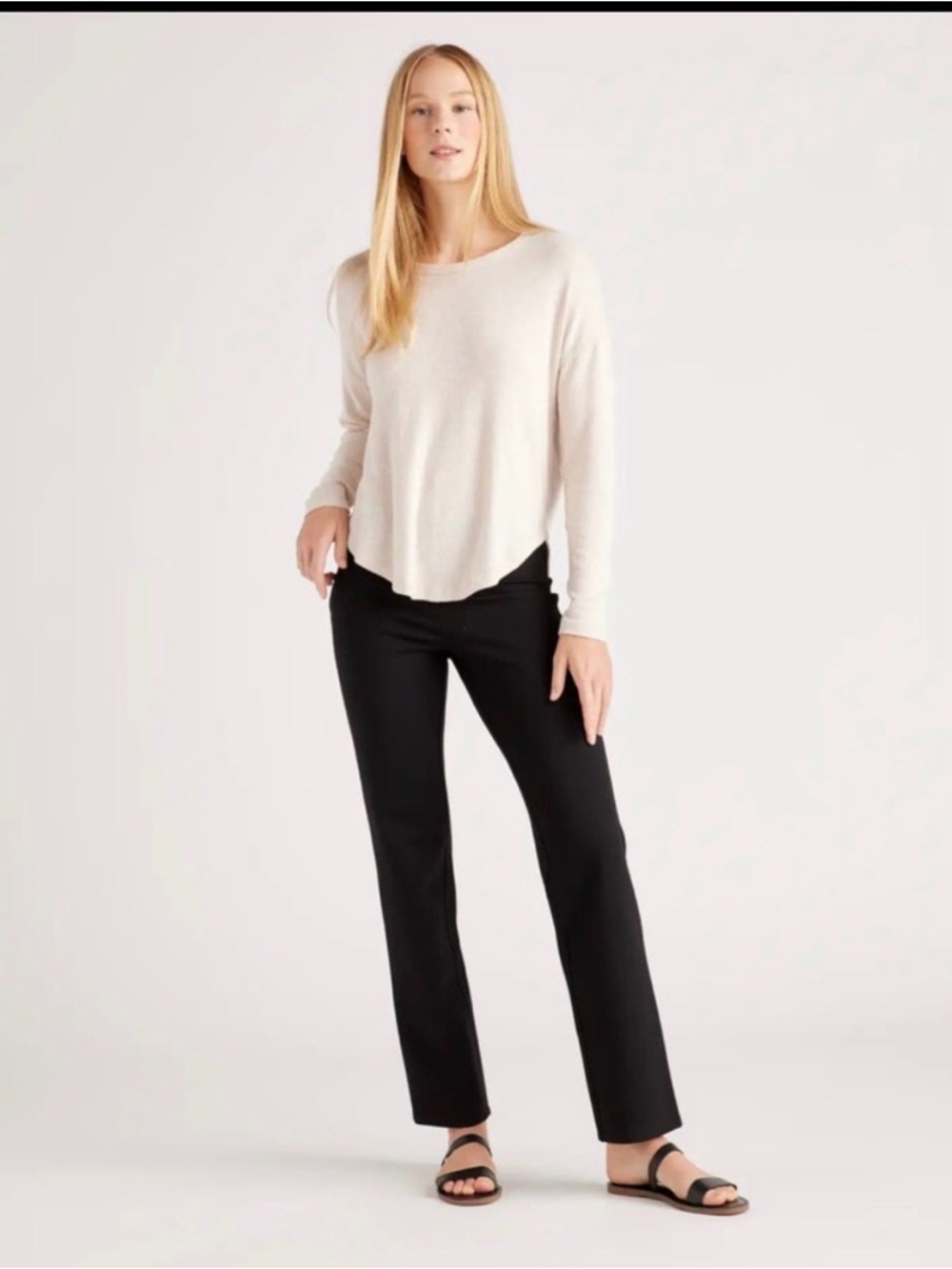QUINCE Black Ultra Stretch Ponte Straight Leg Pants Size Large